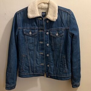 GAP Blue Denim Jacket with Cream Collar